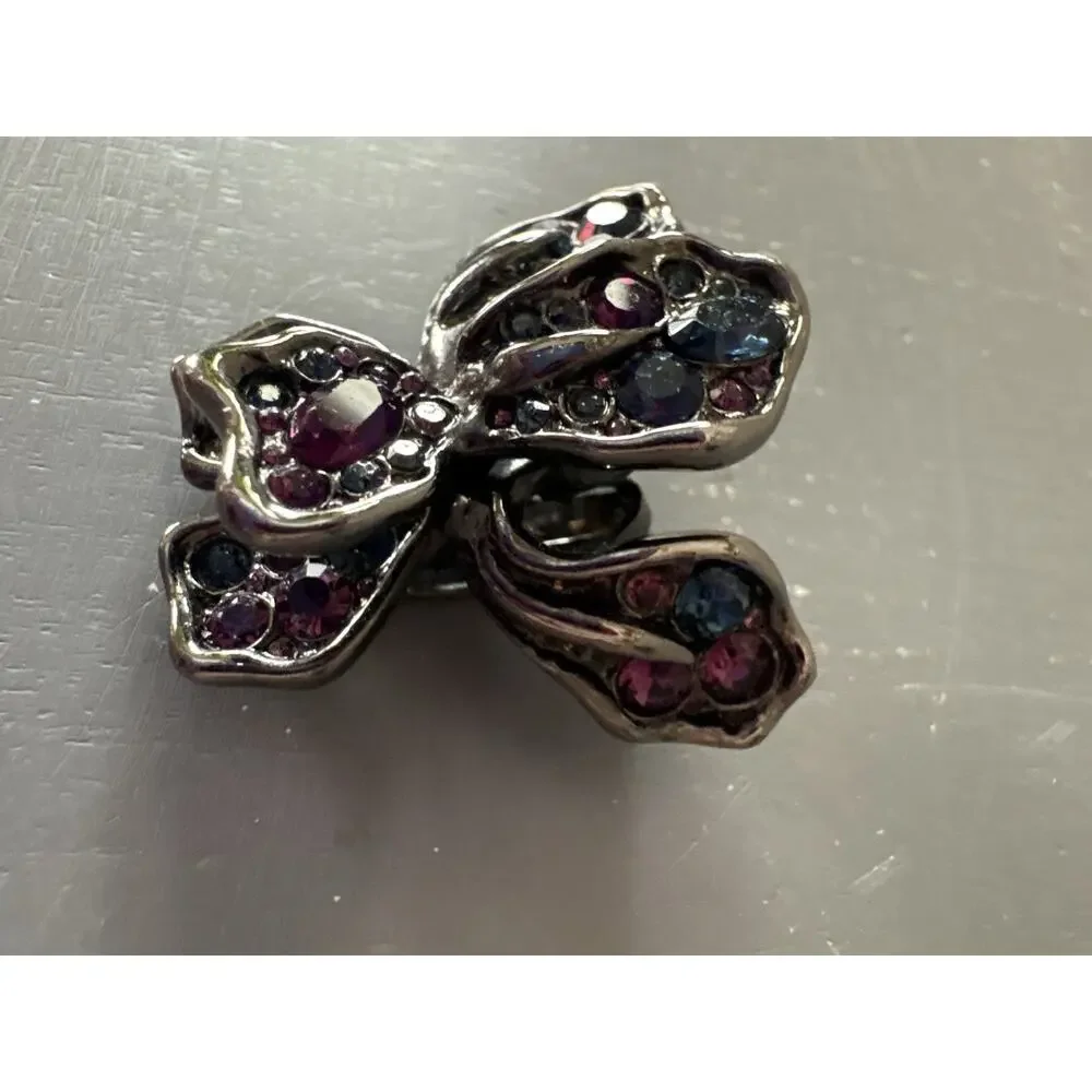 Large Signed Kenneth Jane Lane Blue & Purple Iris Flower Clip Earrings Vintage - Picture 6 of 14